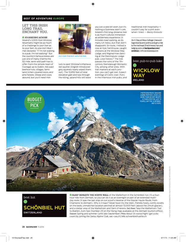 BACKPACKER, NOVEMBER 2013: WICKLOW WAY HIKE,&nbsp;IRELAND